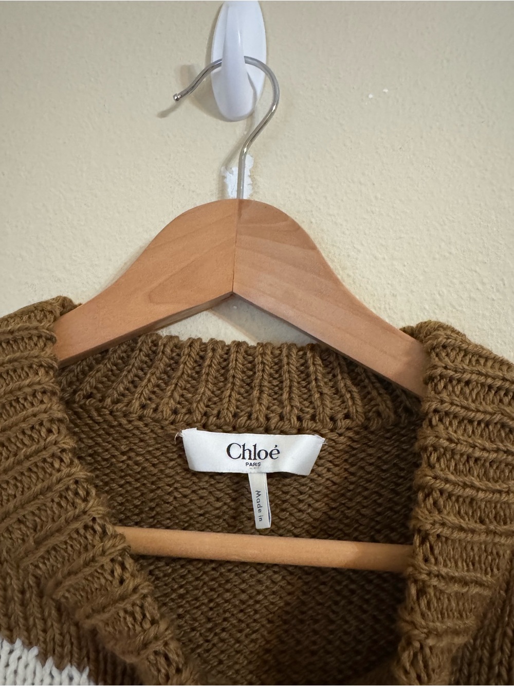 Chloe Flamingo Intarsia Sweater Pullover Knit Wool Brown Small - Picture 2 of 8